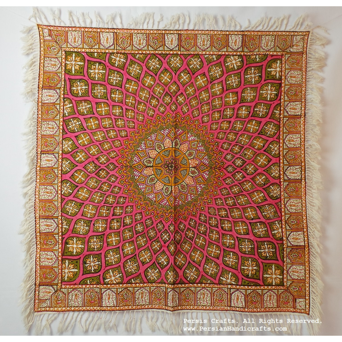 Persian Tapestry (Ghalamkar) Gonbad Style Tablecloth HGH3609 Persiada